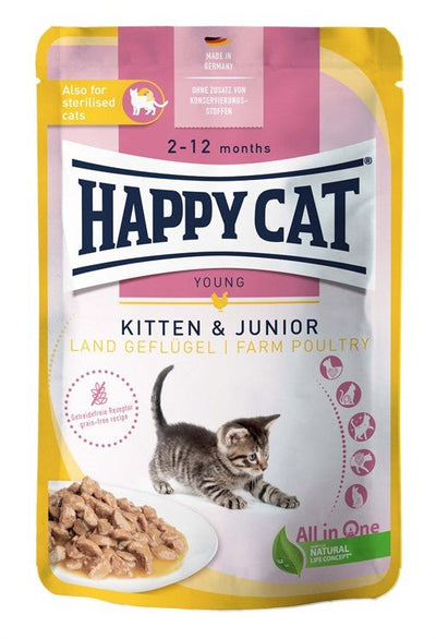 Happy Cat Meat in Sauce Kitten & Junior Poultry - Handla på Gaston