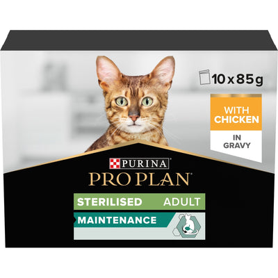 PURINA PRO PLAN Adult STERILISED MAINTENANCE med kyckling i sås - Handla på Gaston