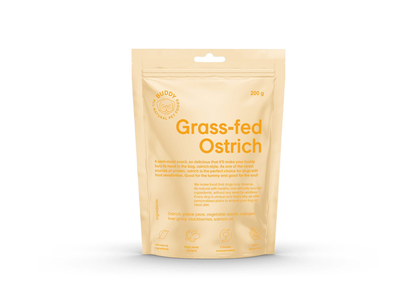 Buddy Semi - moist Snack Ostrich & Blackberries - Handla på Gaston