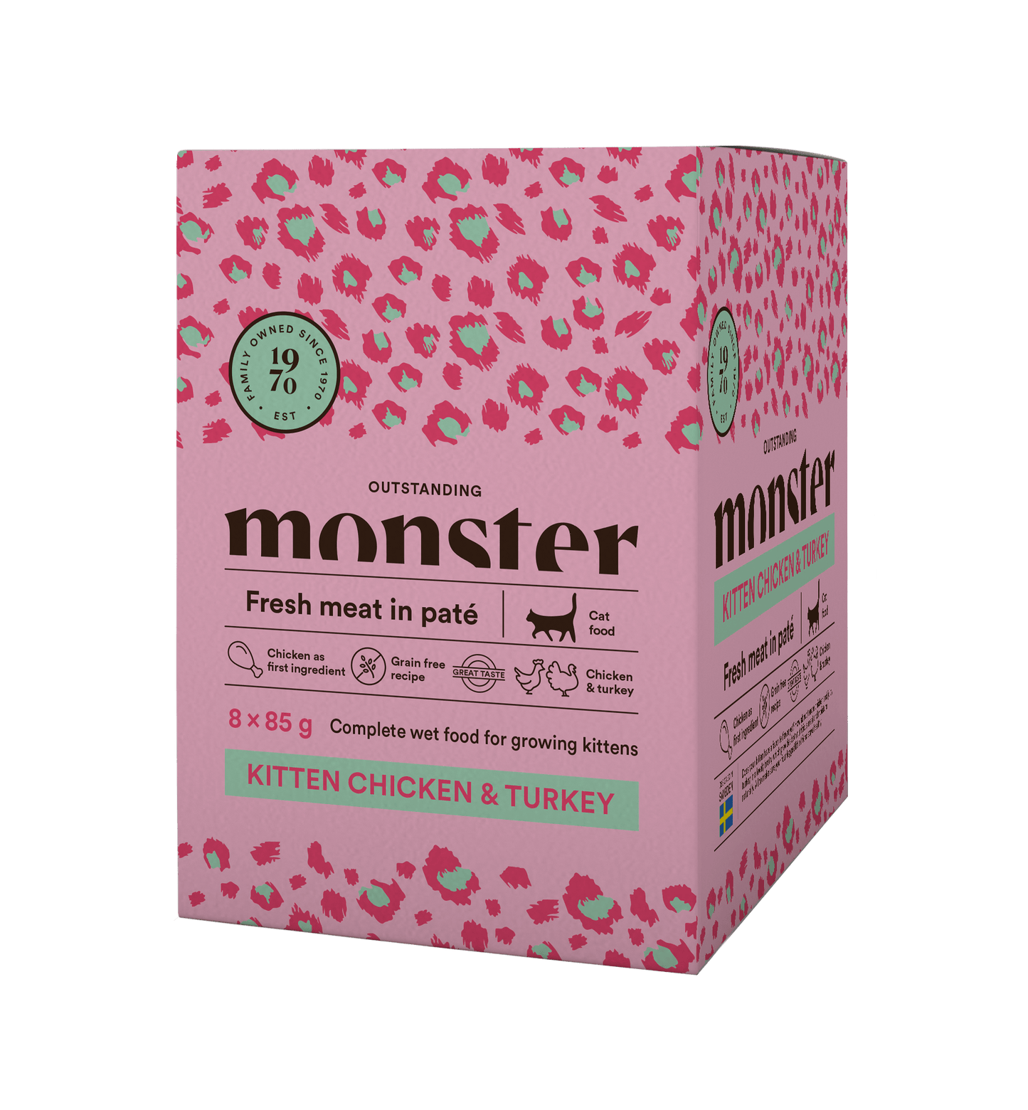 Monster Cat Pouches Kitten Chicken/Turkey - Handla på Gaston