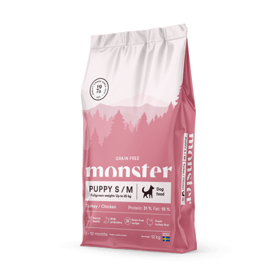 Monster Dog Grain Free Puppy S/M Turkey/Chicken - Handla på Gaston