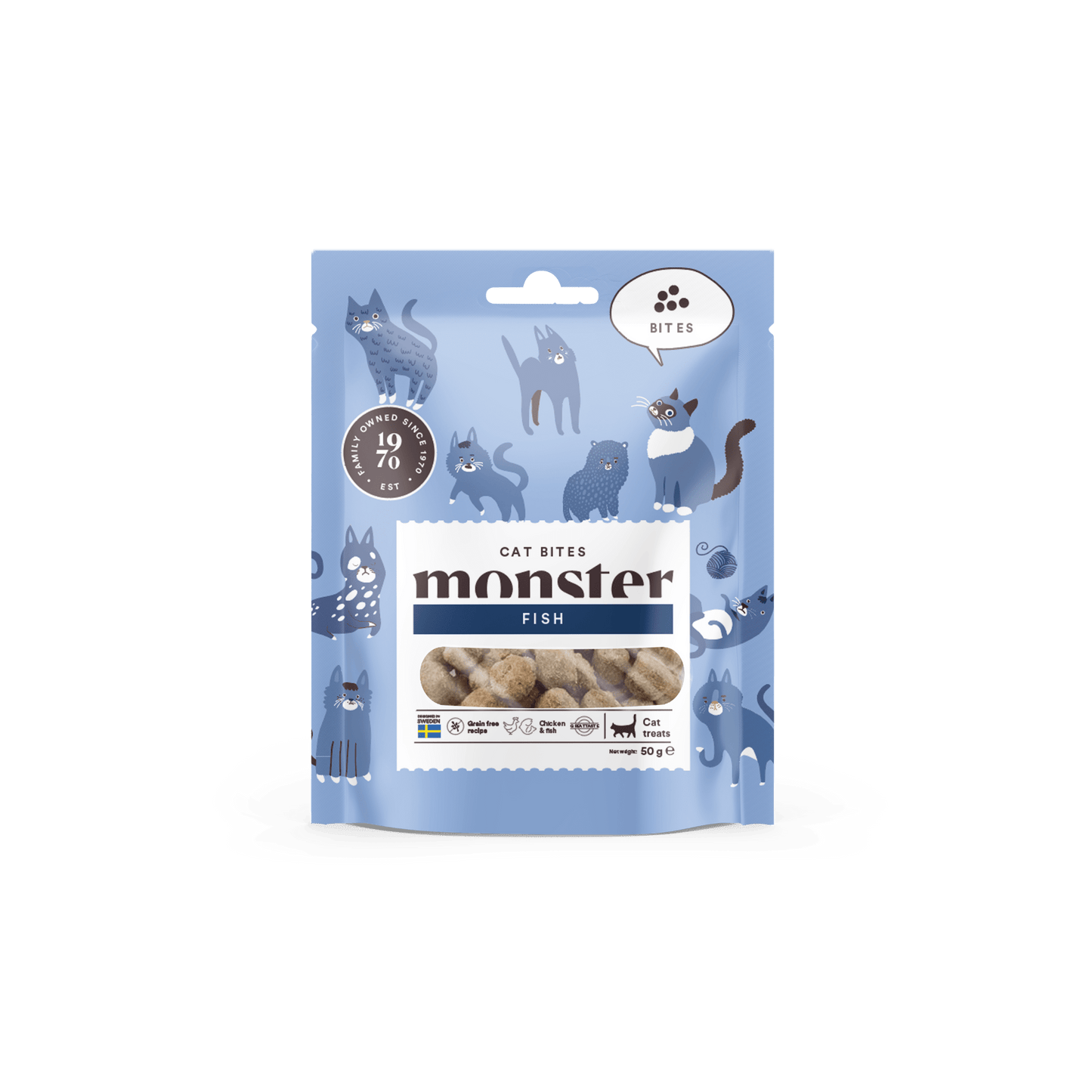Monster Cat Soft Treats Bites Fish - Handla på Gaston