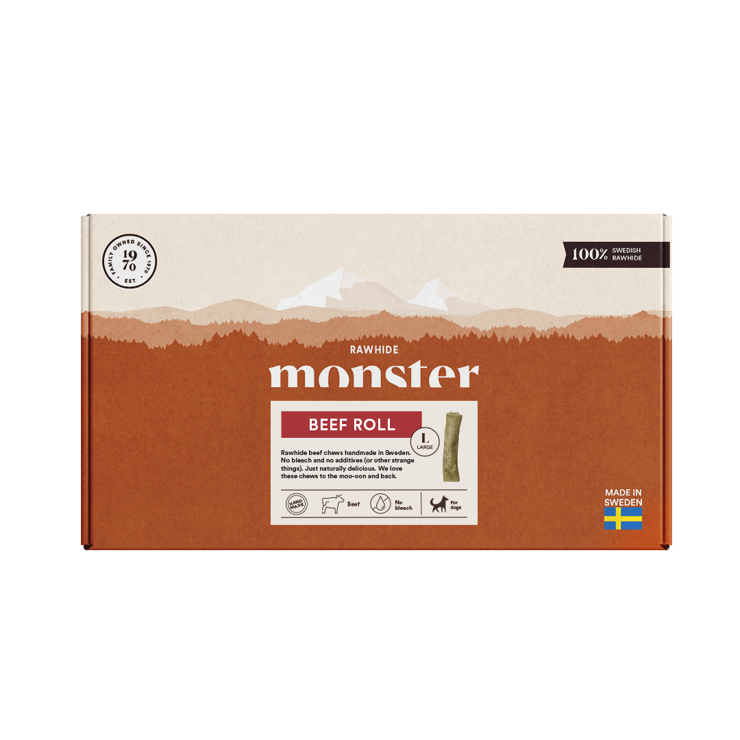 Monster Rawhide Beef Roll Box, tre storlekar - Handla på Gaston