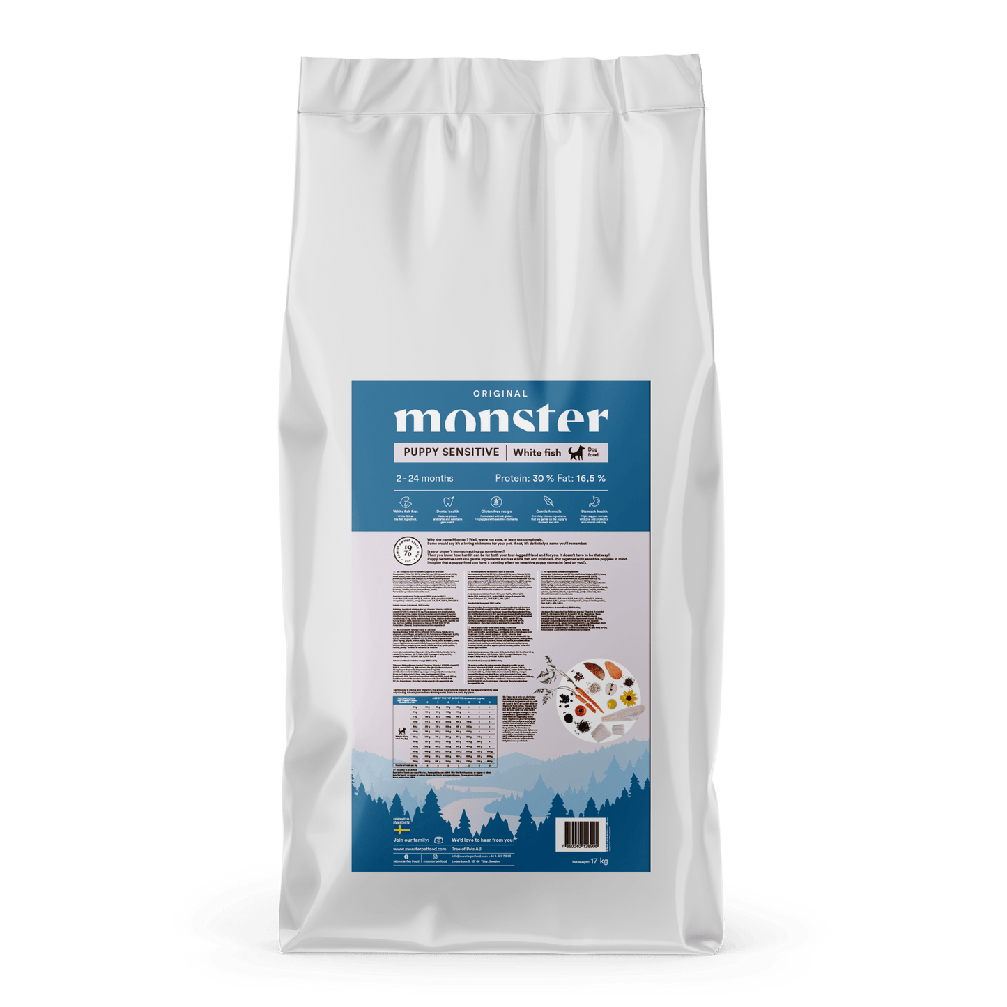 Monster Dog Original Puppy Sensitive White Fish - Handla på Gaston