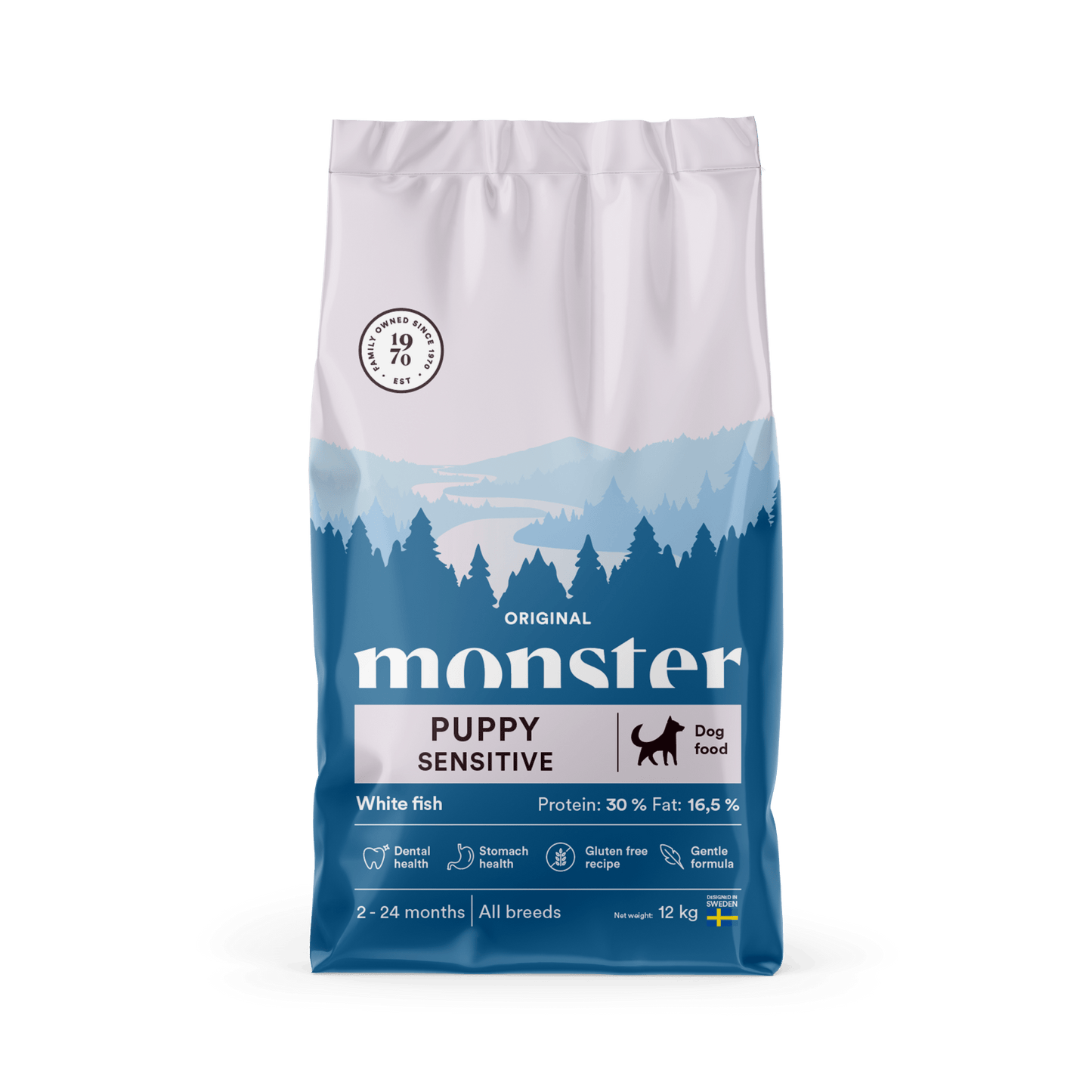 Monster Dog Original Puppy Sensitive White Fish - Handla på Gaston