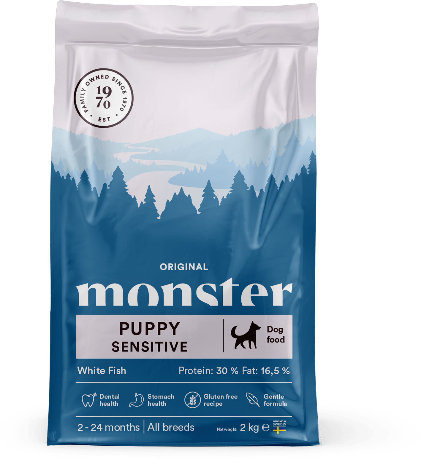 Monster Dog Original Puppy Sensitive White Fish - Handla på Gaston