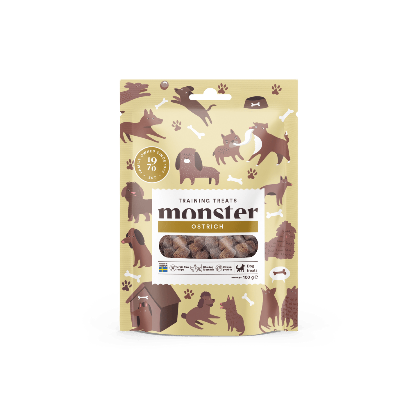 Monster Dog Training Treats Ostrich - Handla på Gaston