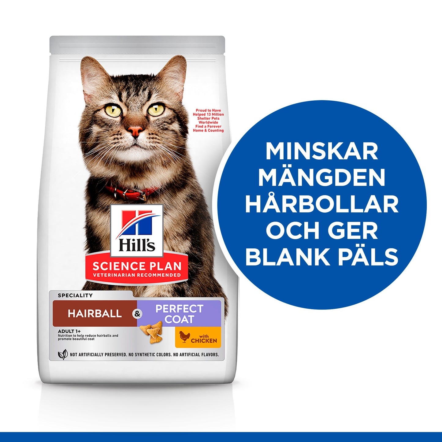 Hill's Science Plan Hairball & Perfect Coat kattfoder med kyckling för vuxna katter - Handla på Gaston