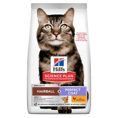 Hill's Science Plan Hairball & Perfect Coat kattfoder med kyckling för vuxna katter - Handla på Gaston