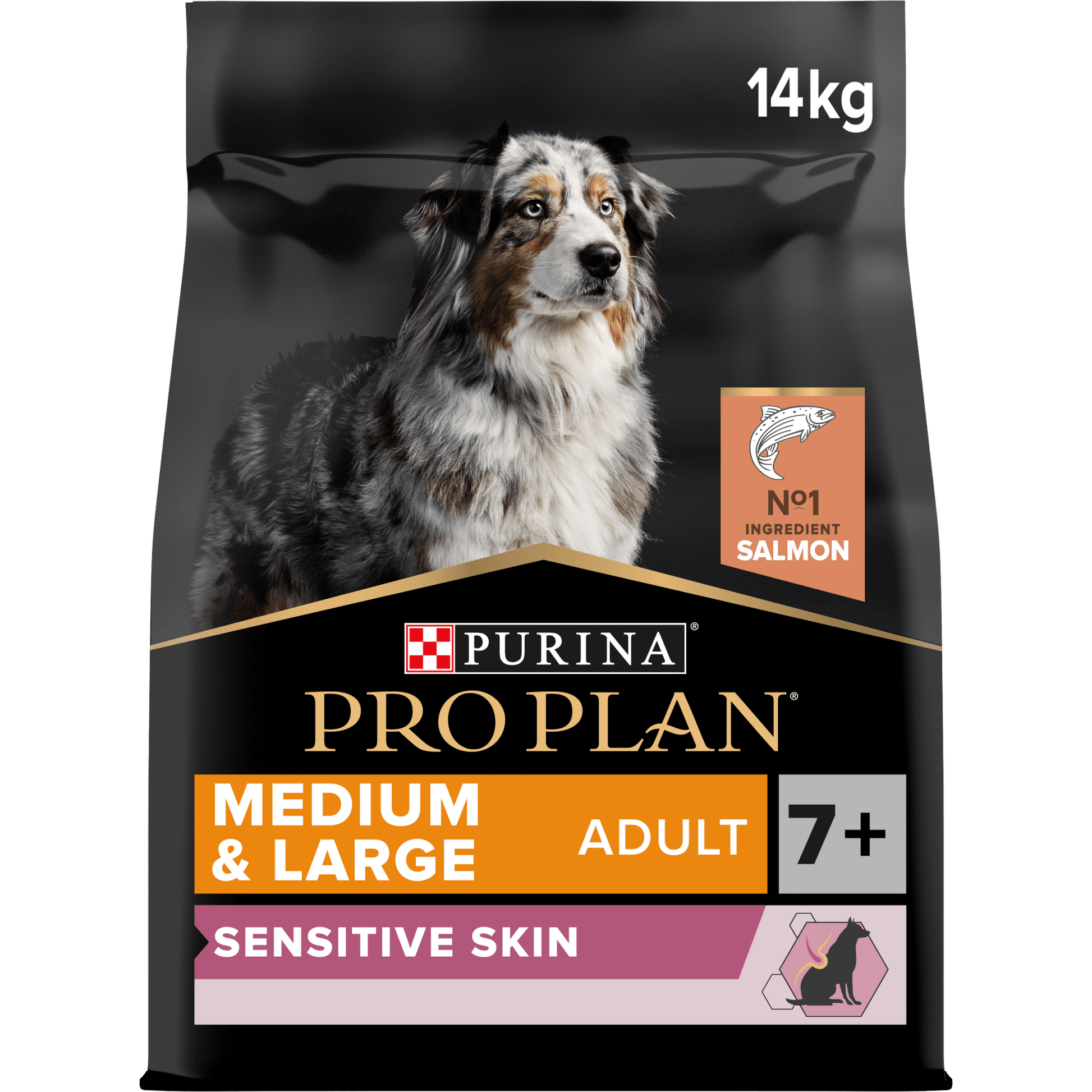 PURINA PRO PLAN Medium & Large Adult Dog 7+ Sensitive Skin Rikt på lax - Handla på Gaston