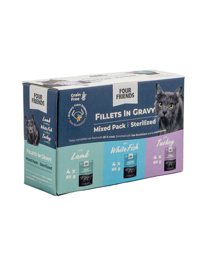 FourFriends Sterilized In Gravy Mix 12 - pack - Handla på Gaston