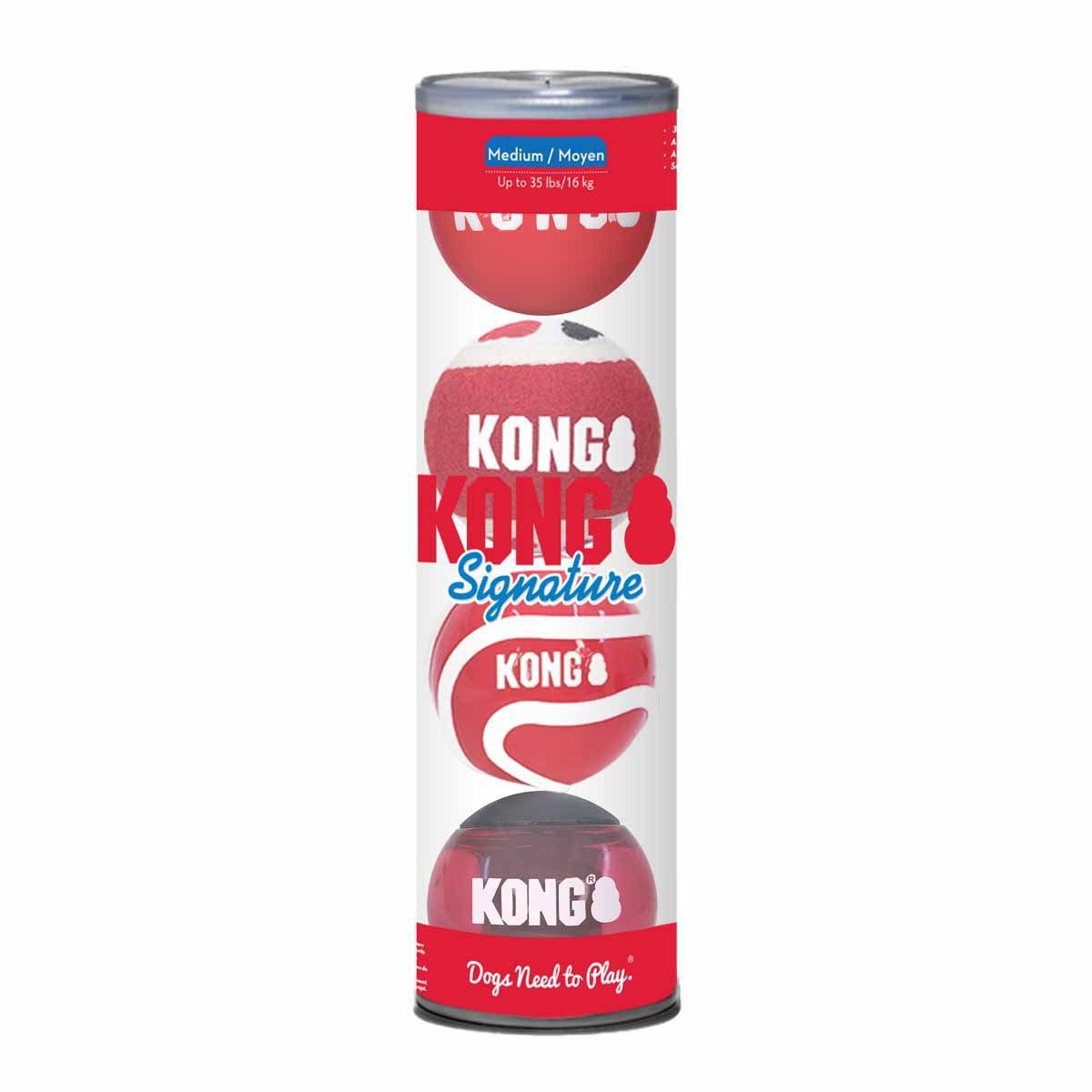 KONG Signature Balls 4 - Pack Medium Mix - Handla på Gaston