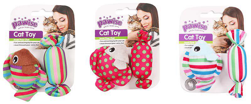 PAWISE Kattleksak Candy & Fish 9Cm