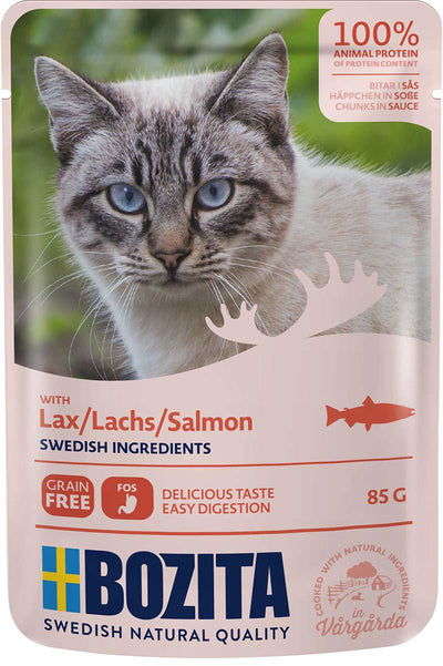 Bozita Feline Pouch Lax i sås - Handla på Gaston
