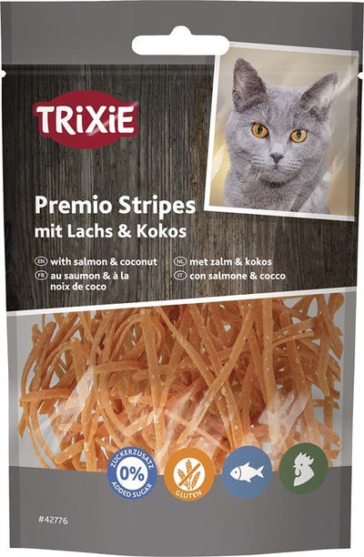 Trixie Premio stripes with salmon & coconut - Handla på Gaston