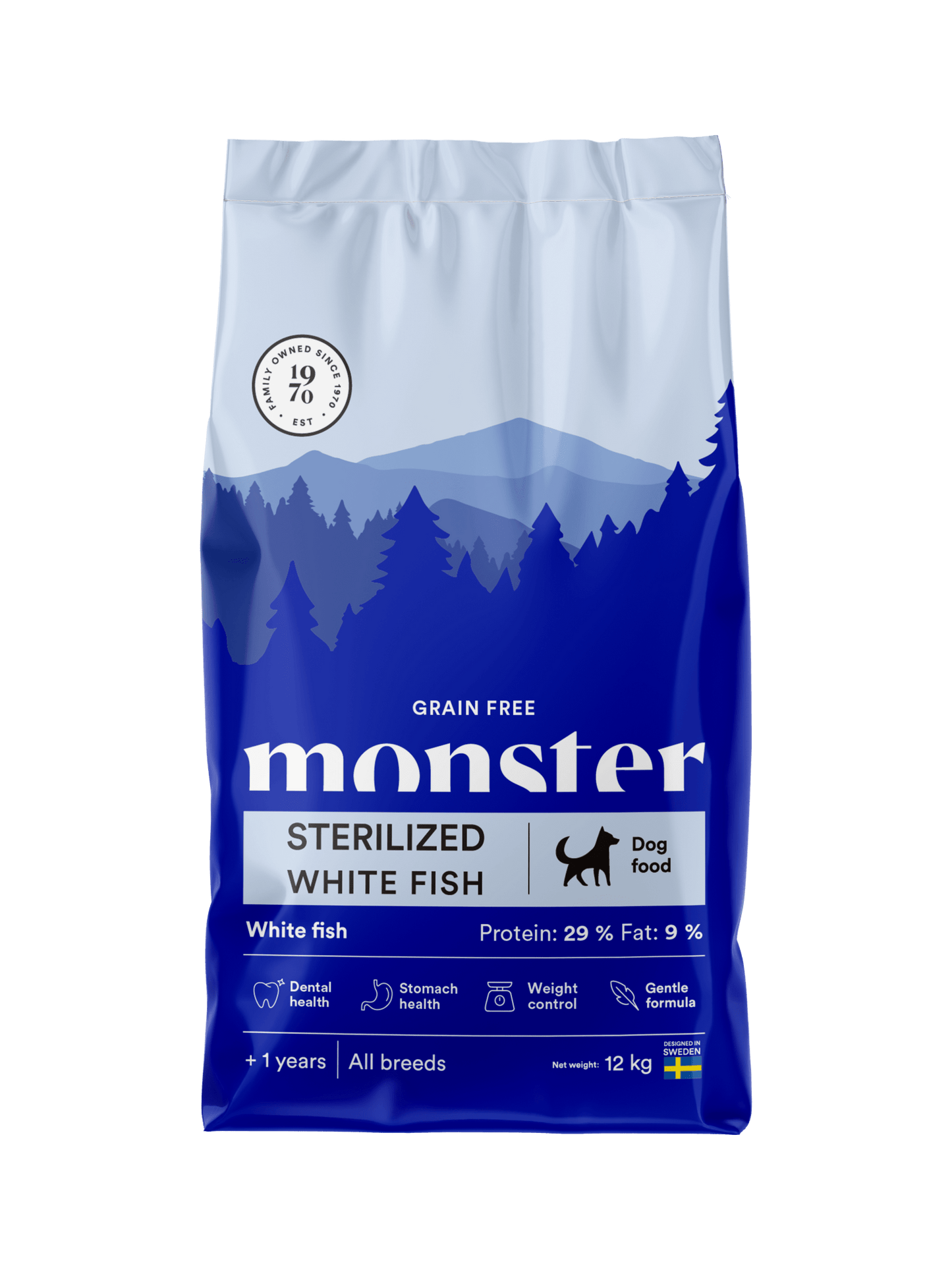 Monster Dog Grain Free Sterilized White Fish - Handla på Gaston