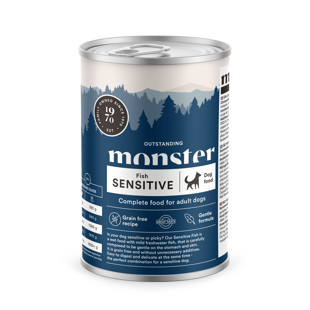 Monster Dog Sensitive Fish Can - Handla på Gaston