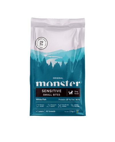 Monster Dog Original Sensitive White Fish Small bites - Handla på Gaston