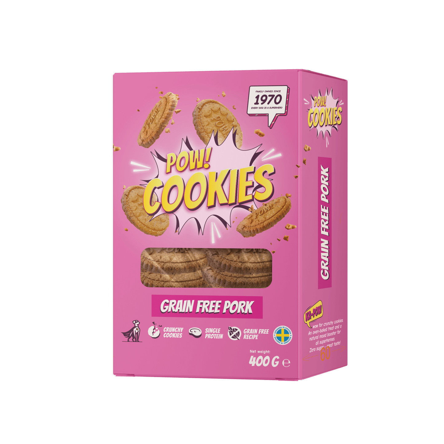 POW! Dog Cookie Grain Free Pork - Handla på Gaston