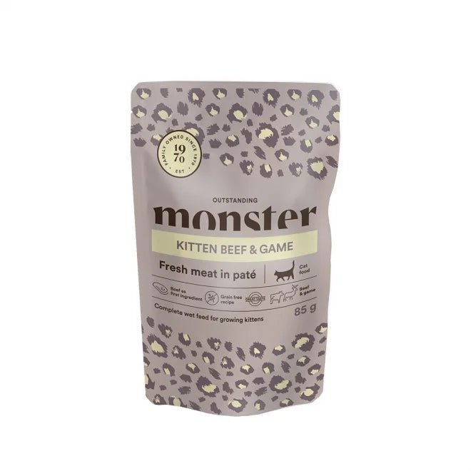 Monster Cat Pouches Kitten Beef/ Game - Handla på Gaston