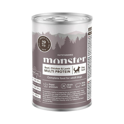 Monster Dog Multi Protein Beef/Chicken/Lamb Can - Handla på Gaston