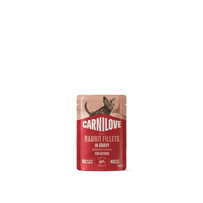 Carnilove Cat Pouch Gravy rich in Rabbit enriched with Marigold for Kittens - Handla på Gaston