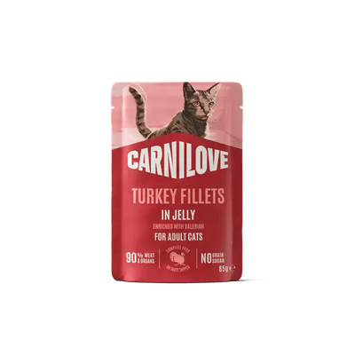 Carnilove Cat Pouch Jelly rich in Turkey enriched with Valerian - Handla på Gaston