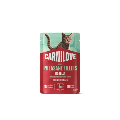 Carnilove Cat Pouch Jelly rich in Pheasant enriched with Raspberry Leaves - Handla på Gaston