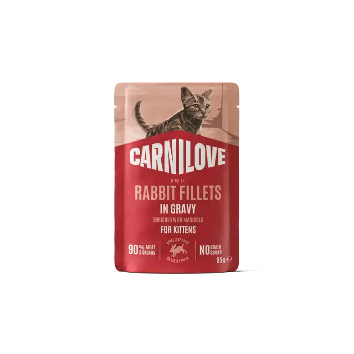 Carnilove Cat Pouch Gravy rich in Rabbit enriched with Marigold for Kittens - Handla på Gaston