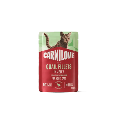 Carnilove Cat Pouch Jelly rich in Quail enriched with Dandelion - Handla på Gaston