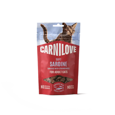 Carnilove Cat Soft Snack Sardine enriched with Strawberry - Handla på Gaston