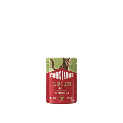 Carnilove Cat Pouch Jelly rich in Duck enriched with Catnip for sterilised - Handla på Gaston