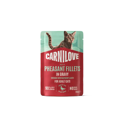 Carnilove Cat Pouch Gravy rich in Pheasant enriched with Raspberry Leaves - Handla på Gaston
