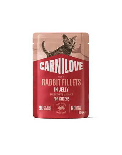 Carnilove Cat Pouch Jelly rich in Rabbit enriched with Marigold for Kittens - Handla på Gaston