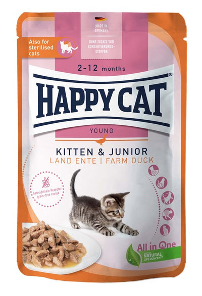 Happy Cat Meat in Sauce Kitten & Junior Duck
