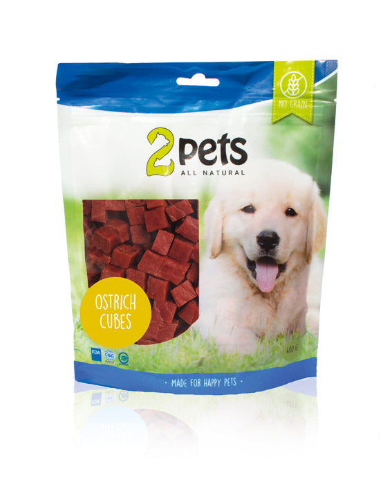 2pets Dogsnack Ostrich Cubes