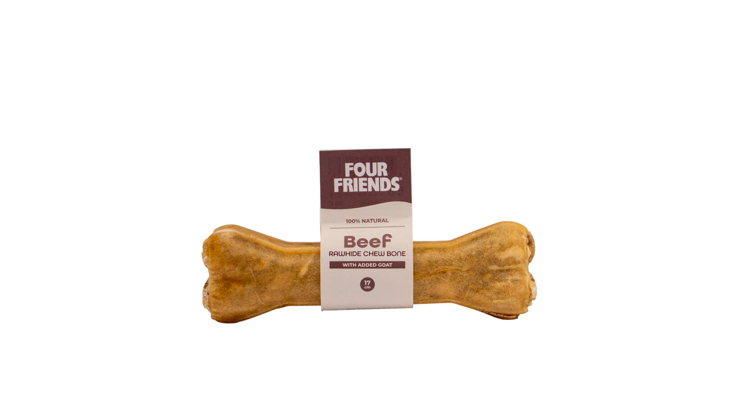 FourFriends Beef rawhide chew bone with goat