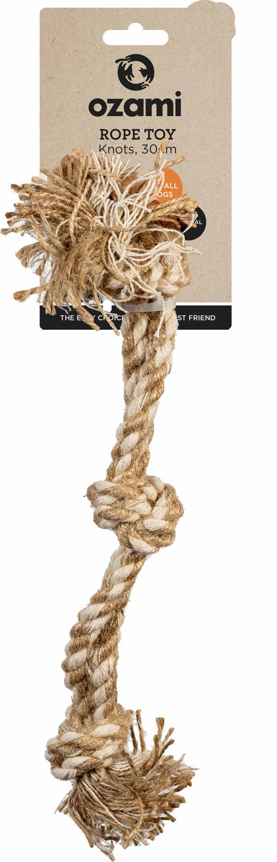 OZAMI Hundleksak Twisted 3 Knots Double Rope 30Cm