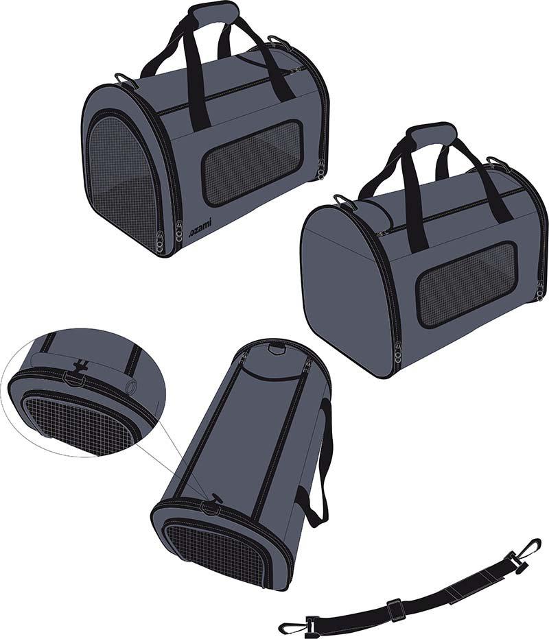 OZAMI Transportväska Nylon 41.5X25X25Cm Grå