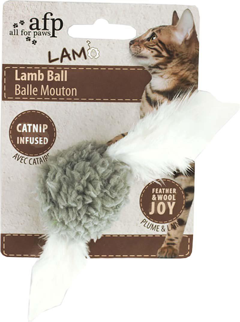 ALL FOR PAWS Lammboll Med Fjädrar & Catnip 5Cm Mix Färg Kvittrande