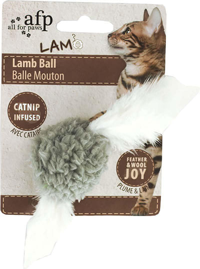 ALL FOR PAWS Lammboll Med Fjädrar & Catnip 5Cm Mix Färg Kvittrande