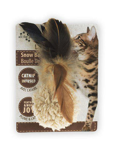 ALL FOR PAWS Snöboll Med Fjäder & Catnip 5Cm Mix Färg