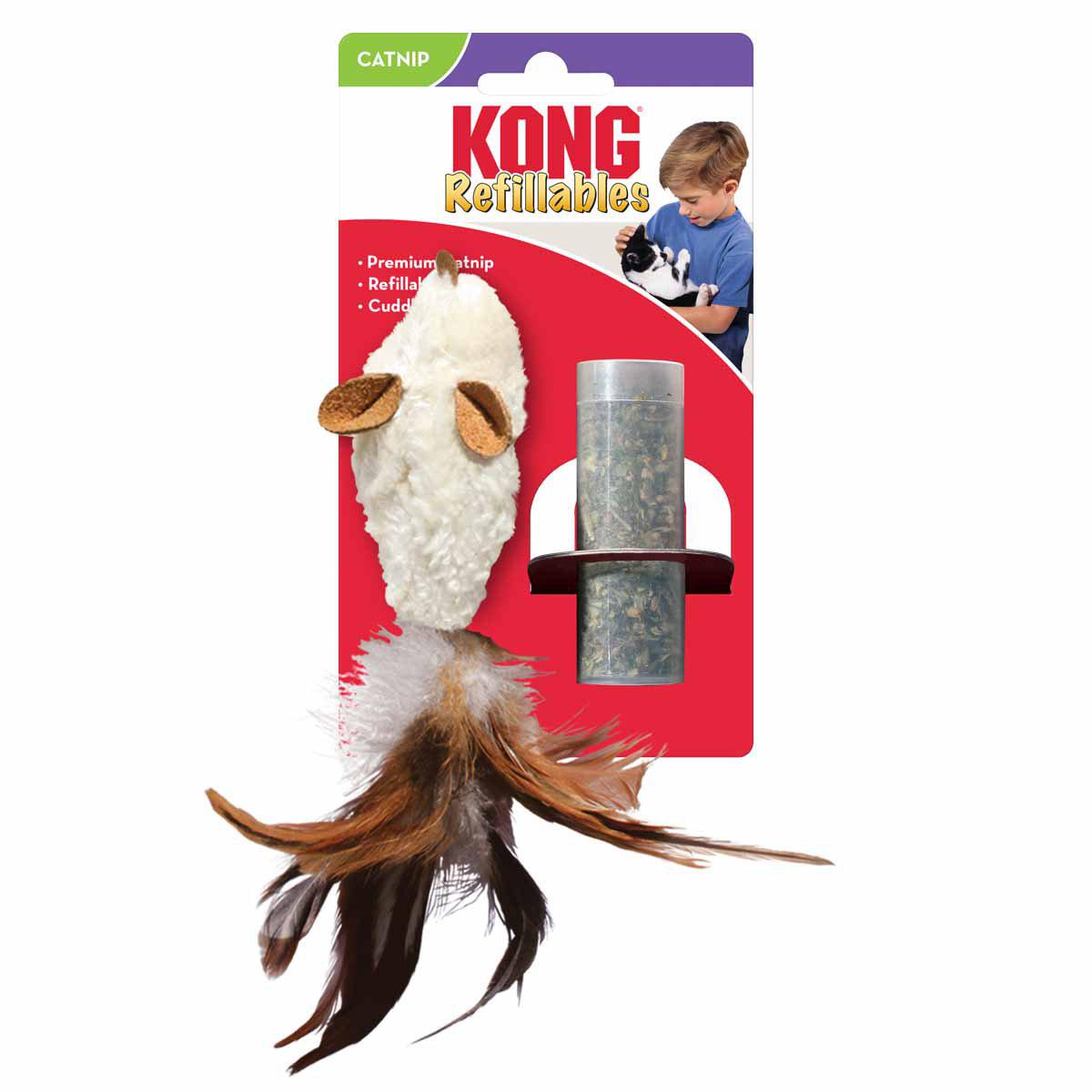 KONG KONG REFILLABLE FEATHER MOUSE 2,5x16,5x5CM