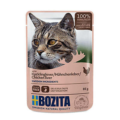 BOZITA BOZITA FELINE KYCKLINGLEVER I GELÉ POUCH 85GR