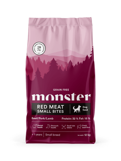 Monster Dog GF Adult Red Meat Small Bites - Handla på Gaston