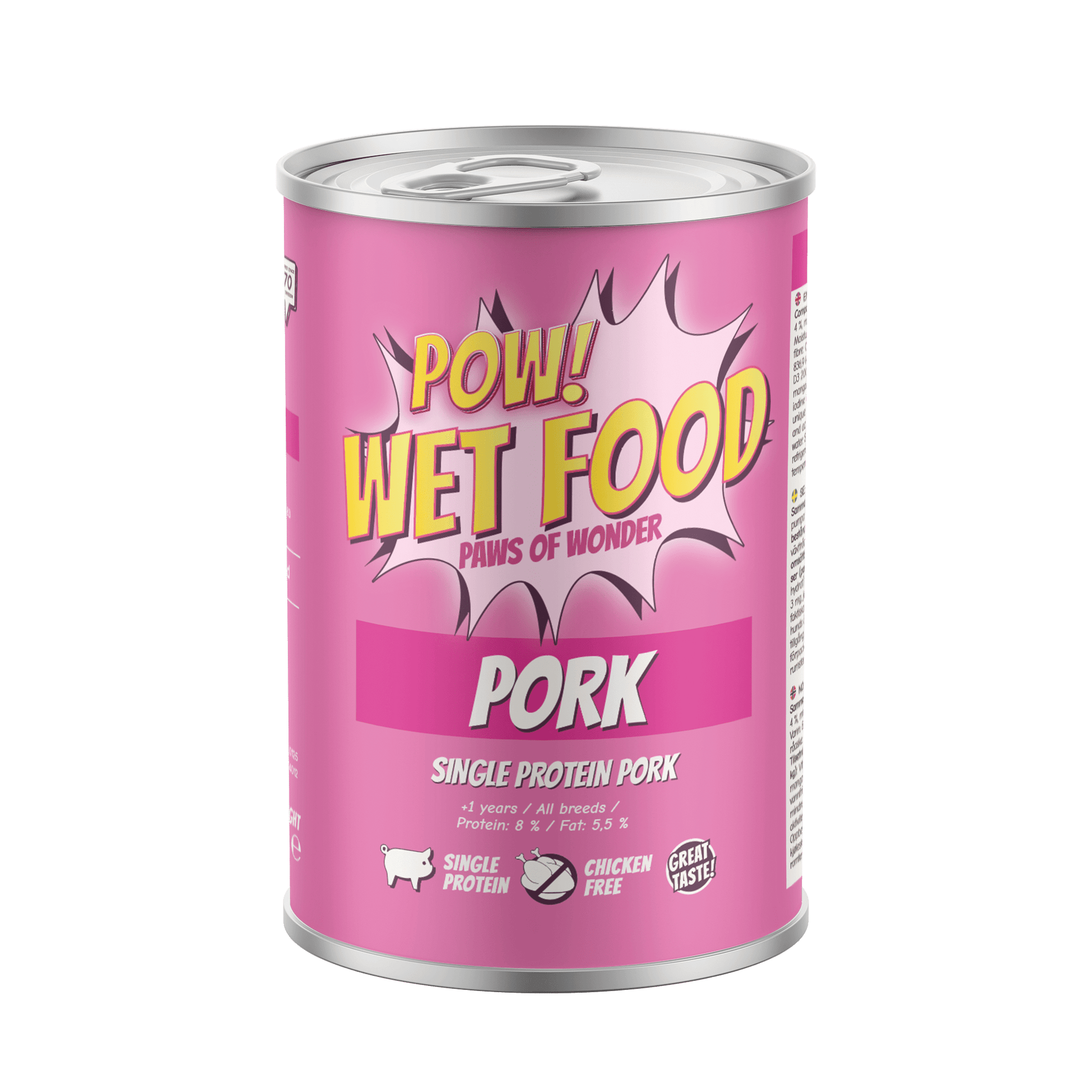 POW! Dog Adult Pork Can - Handla på Gaston