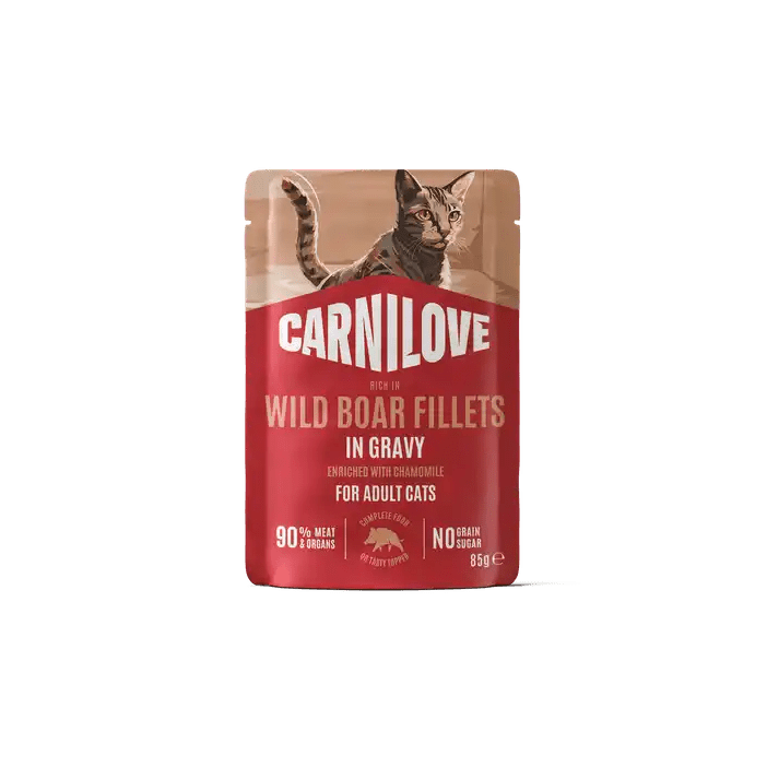 Carnilove Cat Pouch Gravy rich in Wild Boar enriched with Chamomile - Handla på Gaston