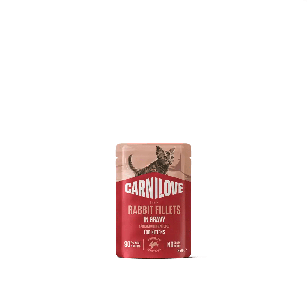 Carnilove Cat Pouch Gravy rich in Rabbit enriched with Marigold for Kittens - Handla på Gaston