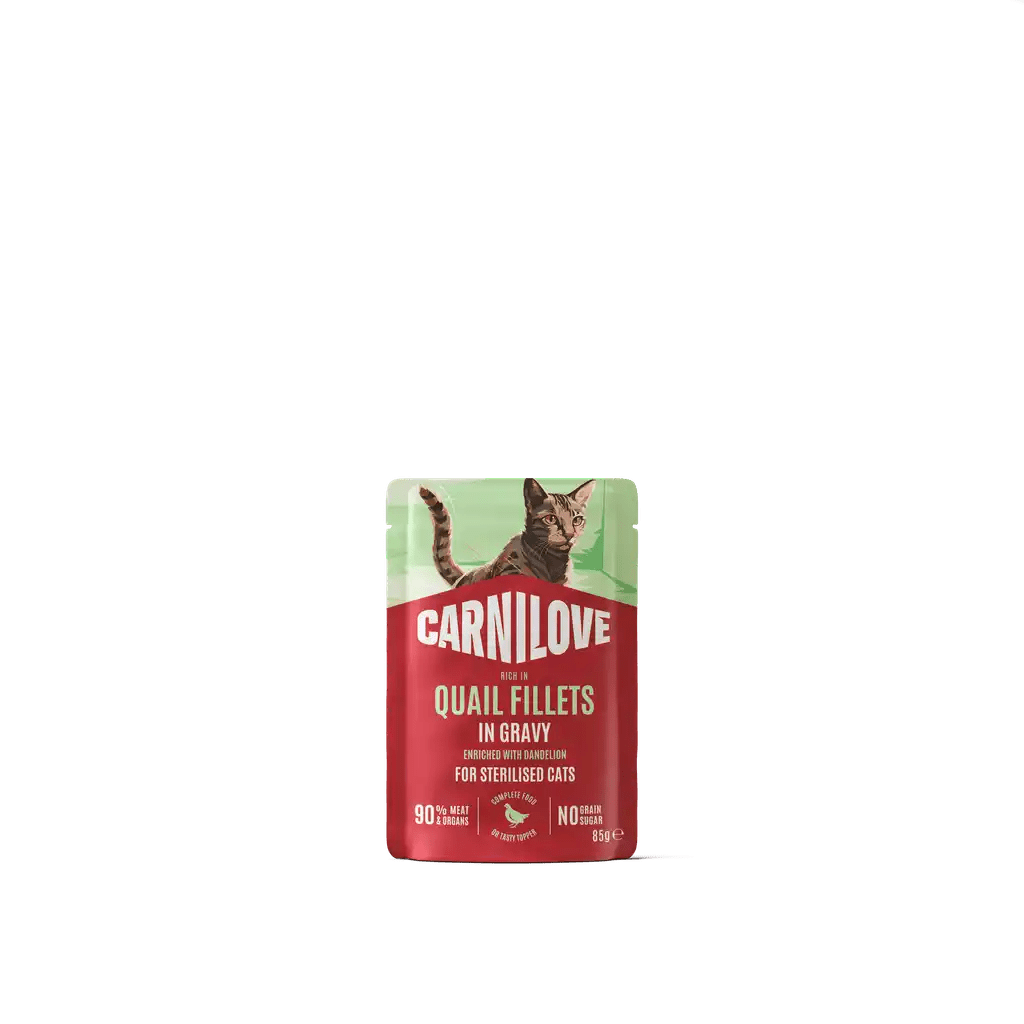 Carnilove Cat Pouch Gravy rich in Quail enriched with Dandelion for sterilised - Handla på Gaston